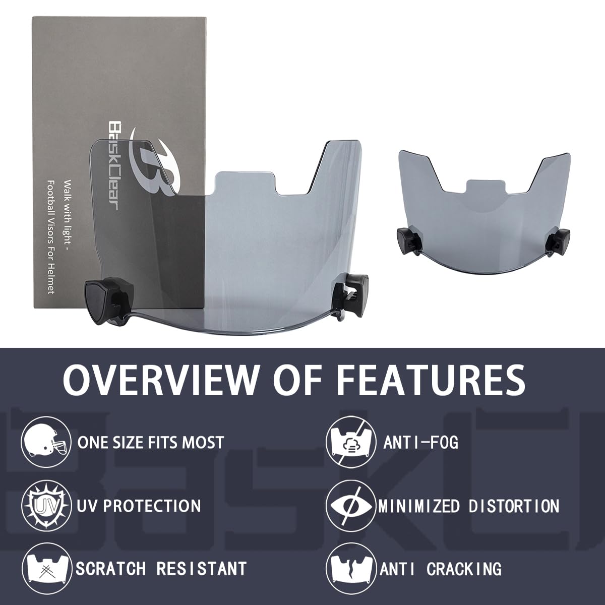 B BASKCLEAR side profile mounted on helmet for secure fit benefit