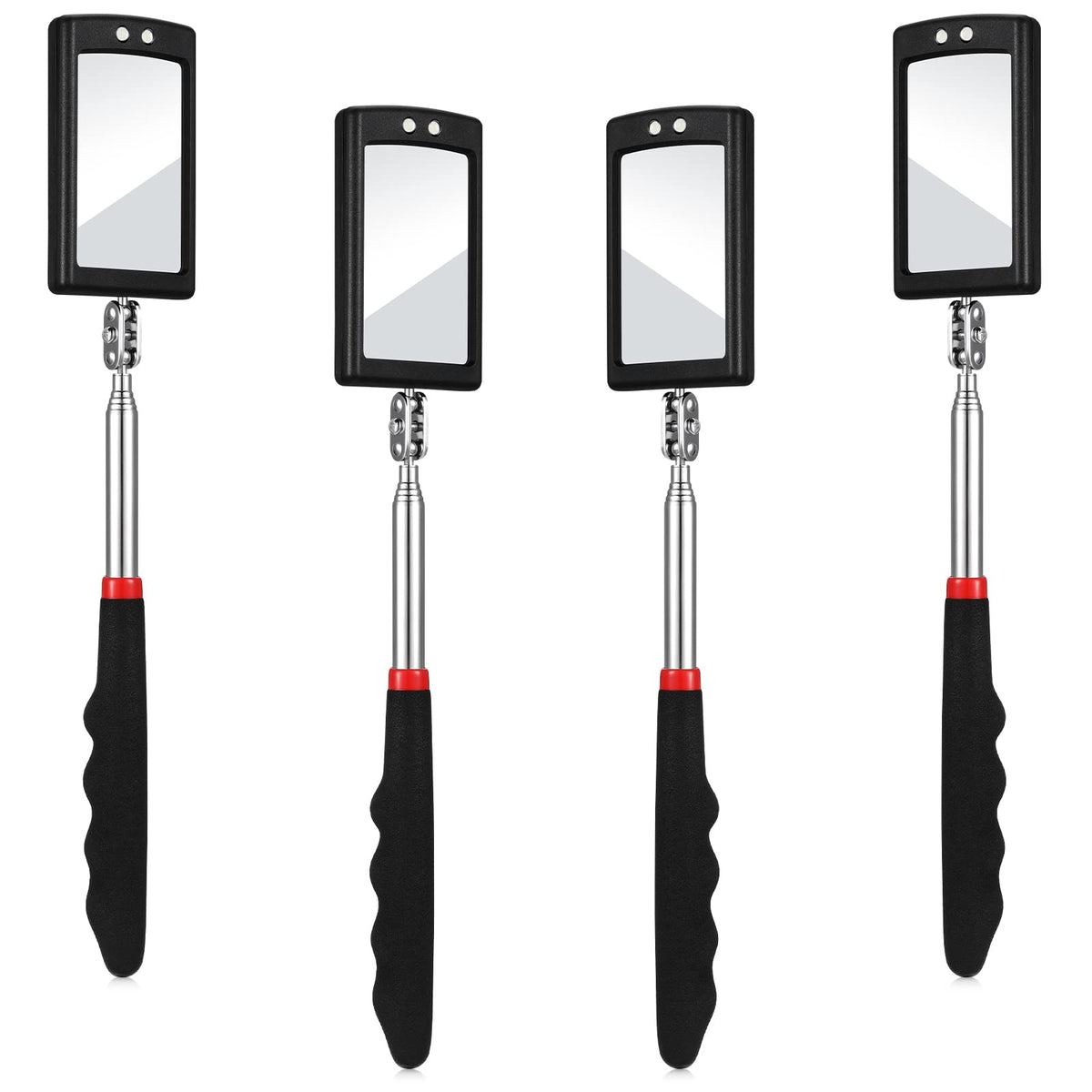 BBTO front view of four telescoping inspection mirrors showing compact benefit
