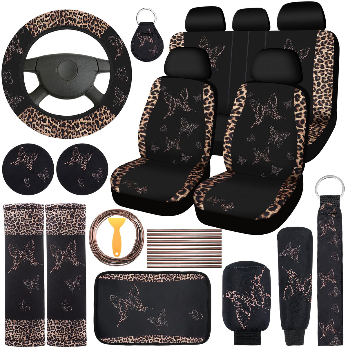 BBTO front seat and console view showing coordinated brown leopard set and stylish upgrade