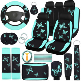 BBTO front seat view showing mint green black butterfly covers and a refreshed cabin look