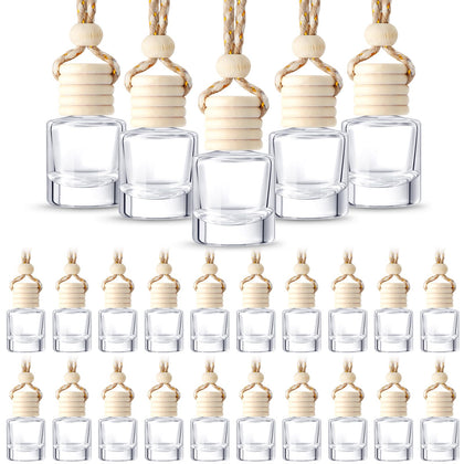 BBTO front view showing clear glass cylinders and wooden caps, easy refill visibility