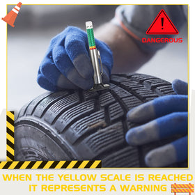 BBTO gauge inserted in a tire groove for fast on-vehicle measurement benefit