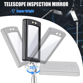 BBTO LED-lit inspection mirror illuminating dark vehicle gap for visibility
