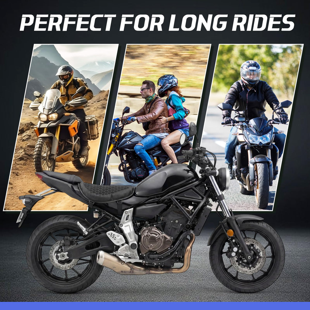 BBTO rider using cushion and throttle assist on a long ride for reduced fatigue
