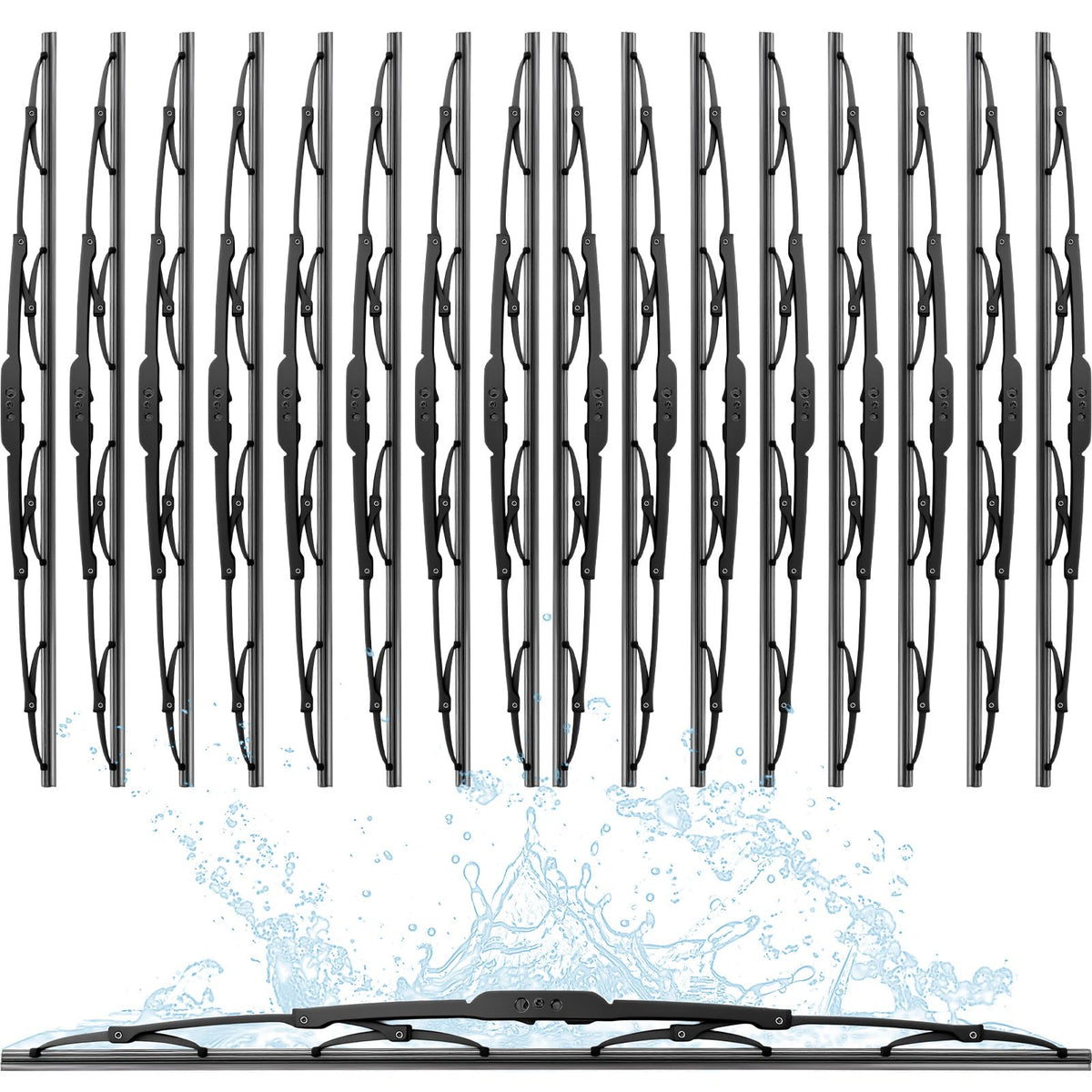BBTO front packaging of 16-pack wiper blades showing contents and size benefit