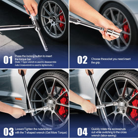 BCJCLTS extended handle used on a wheel to reduce effort removing nuts