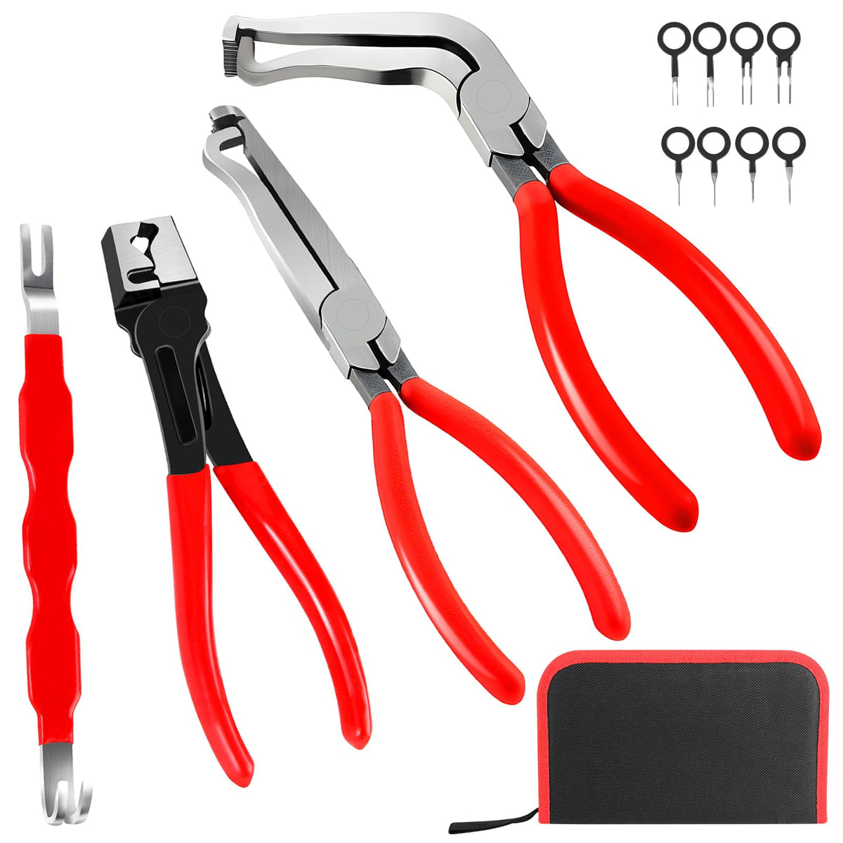 BCJCLTS toolset front view showing all five pliers and benefits of organized storage