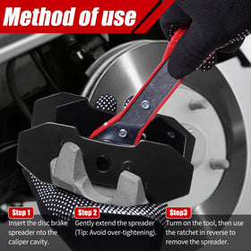 BCJCLTS tool compressing a brake piston showing safe, even piston retraction