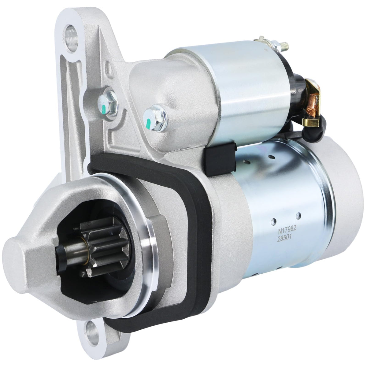 BDELI starter front view showing housing and solenoid for clear fit identification