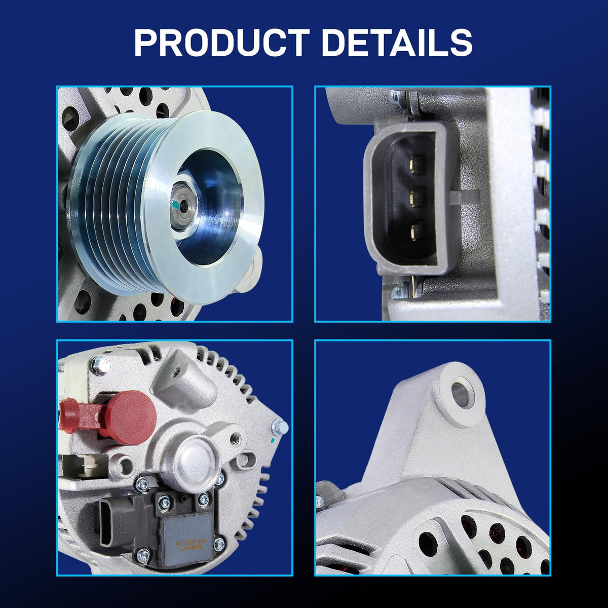 BDELI alternator pulley detail demonstrating durable construction and smooth rotation