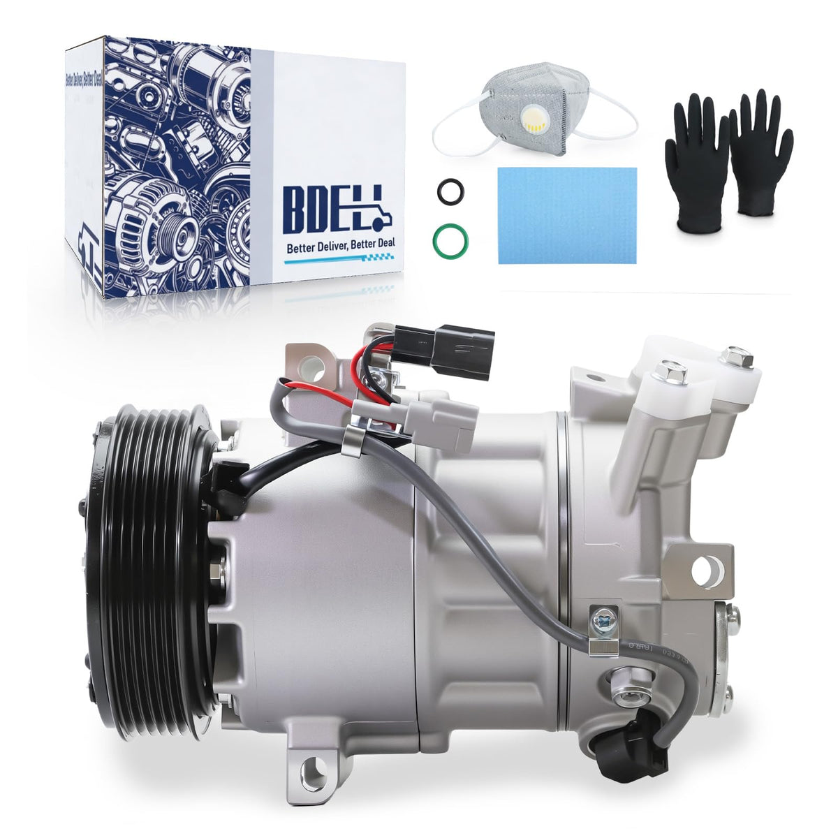 BDELI compressor front view showing mounting points for accurate fit
