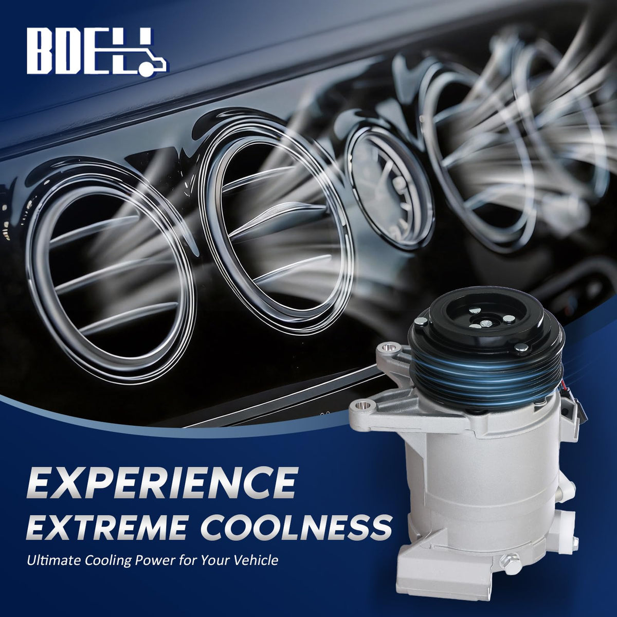 BDELI compressor pulley detail highlighting 7-groove pulley for correct fit