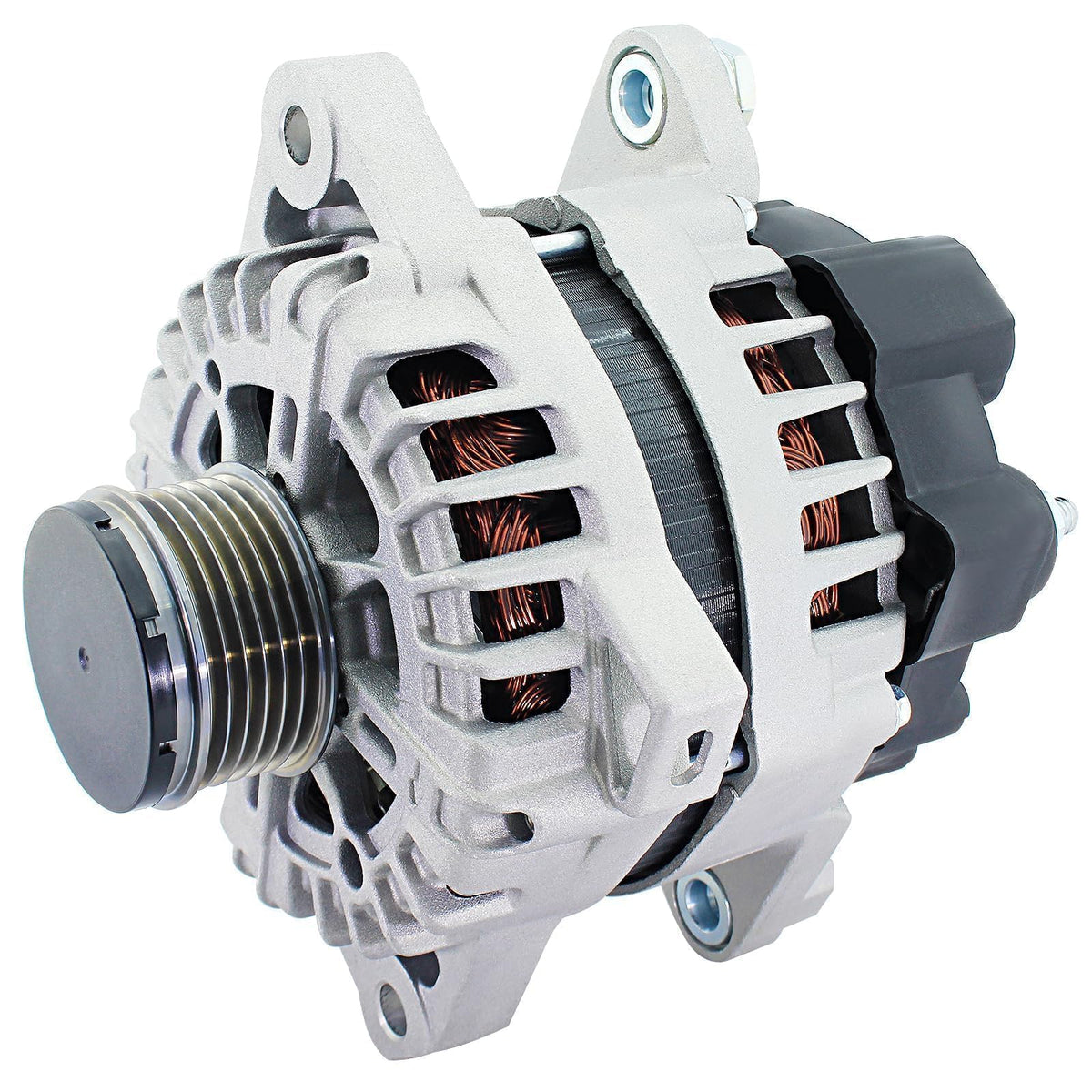 BDELI alternator front view showing housing and pulley for reliable performance