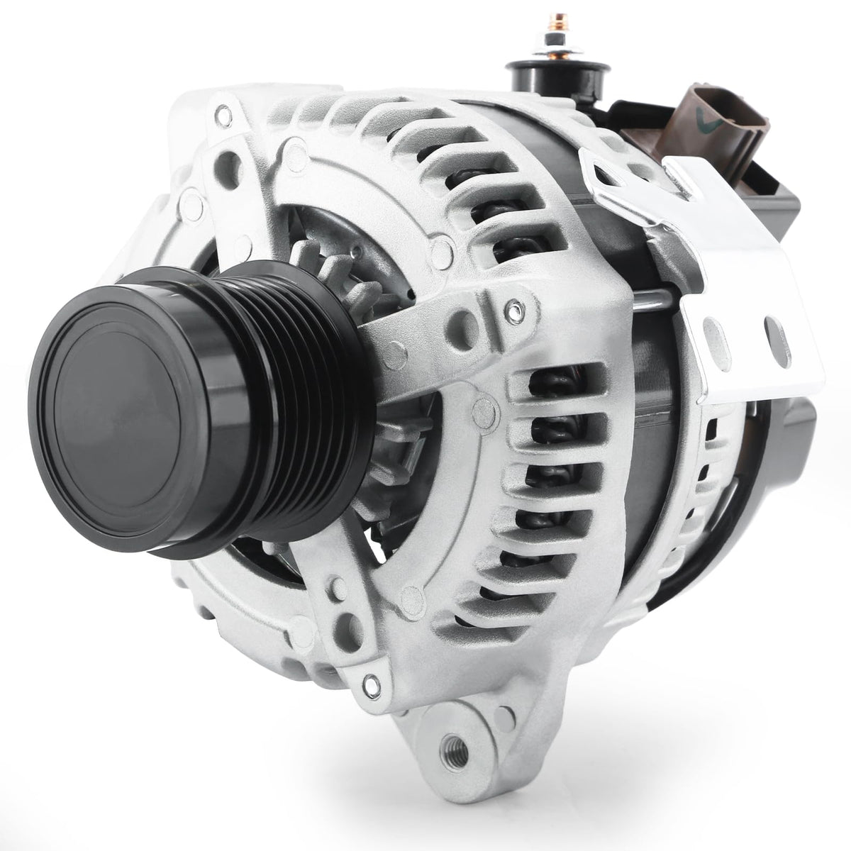 BDELI alternator front view showing mounting points and compact design benefit