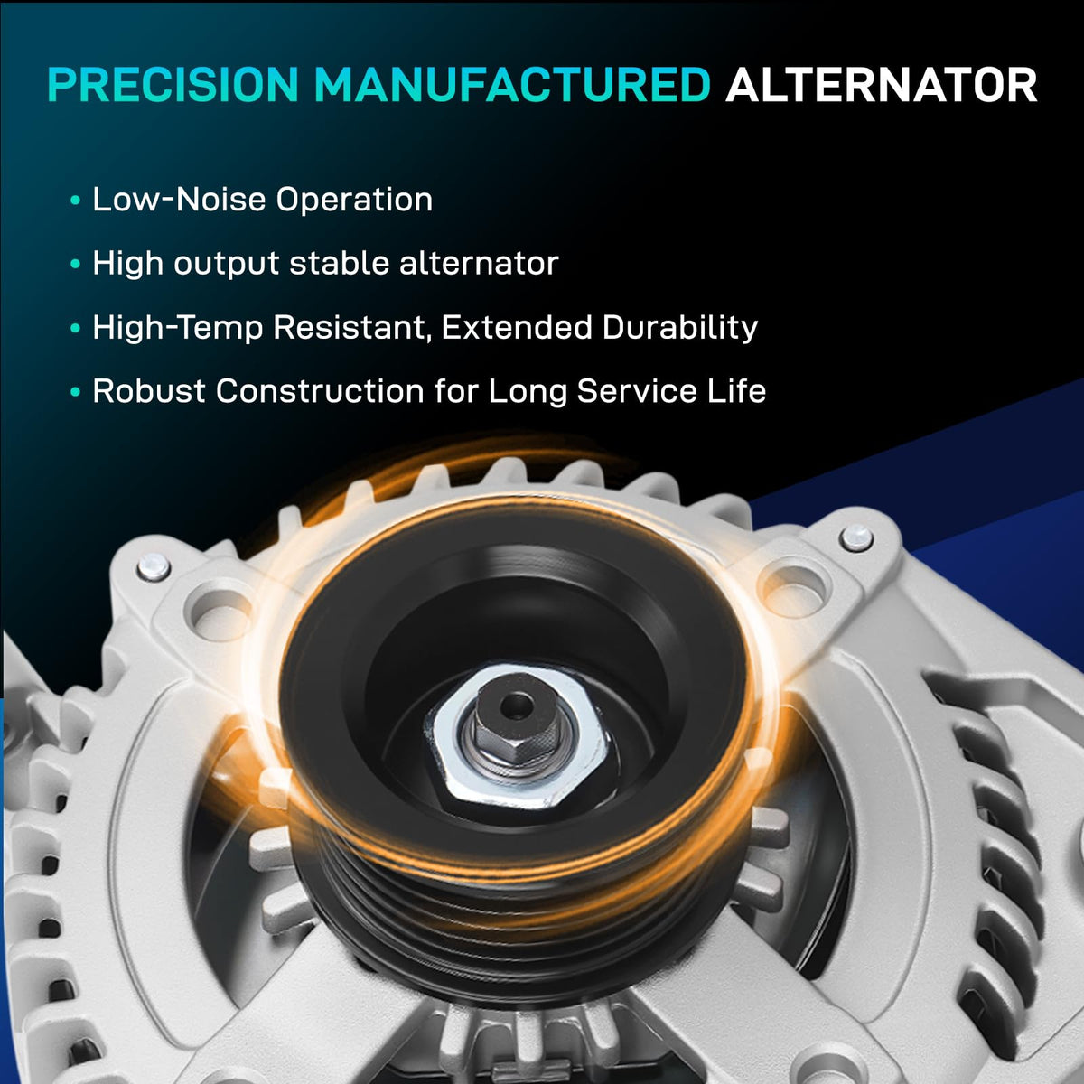 BDELI alternator in hand size scale illustrating compact fit for vehicle bays