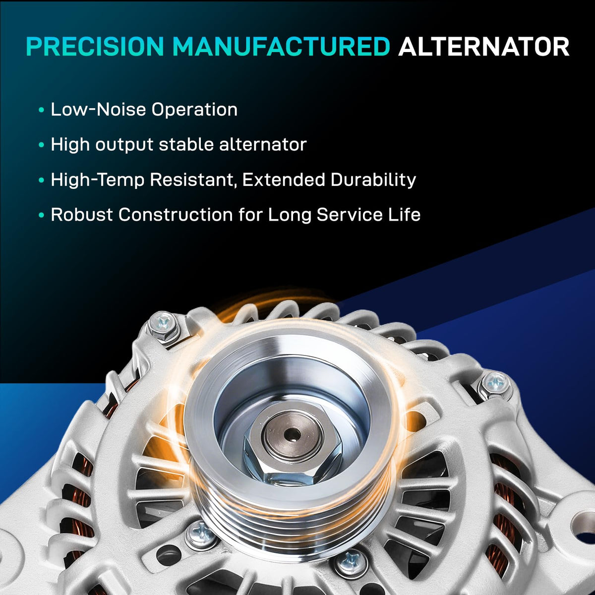 BDELI alternator installed in engine bay demonstrating direct-fit use