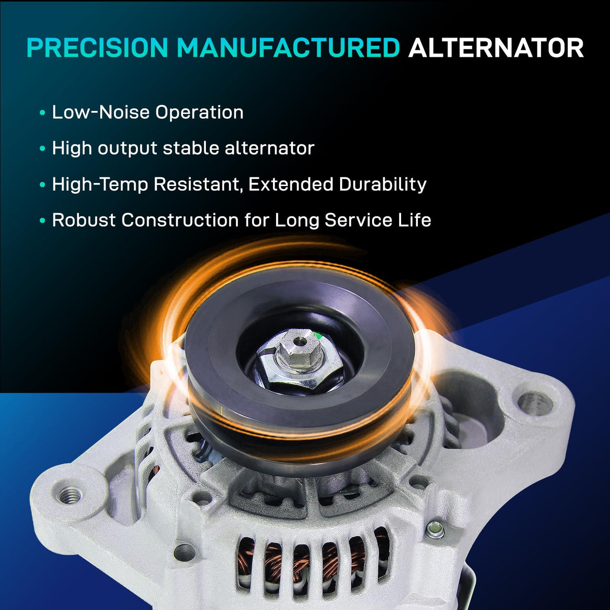 BDELI alternator on a test bench proving certified quality assurance