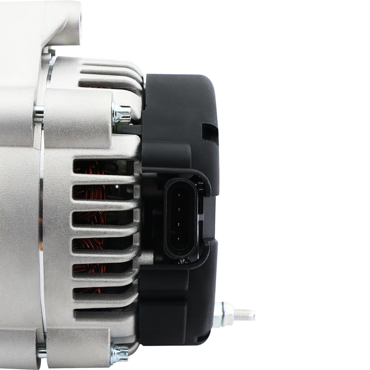 BDELI alternator installed in Silverado engine bay demonstrating direct fitment