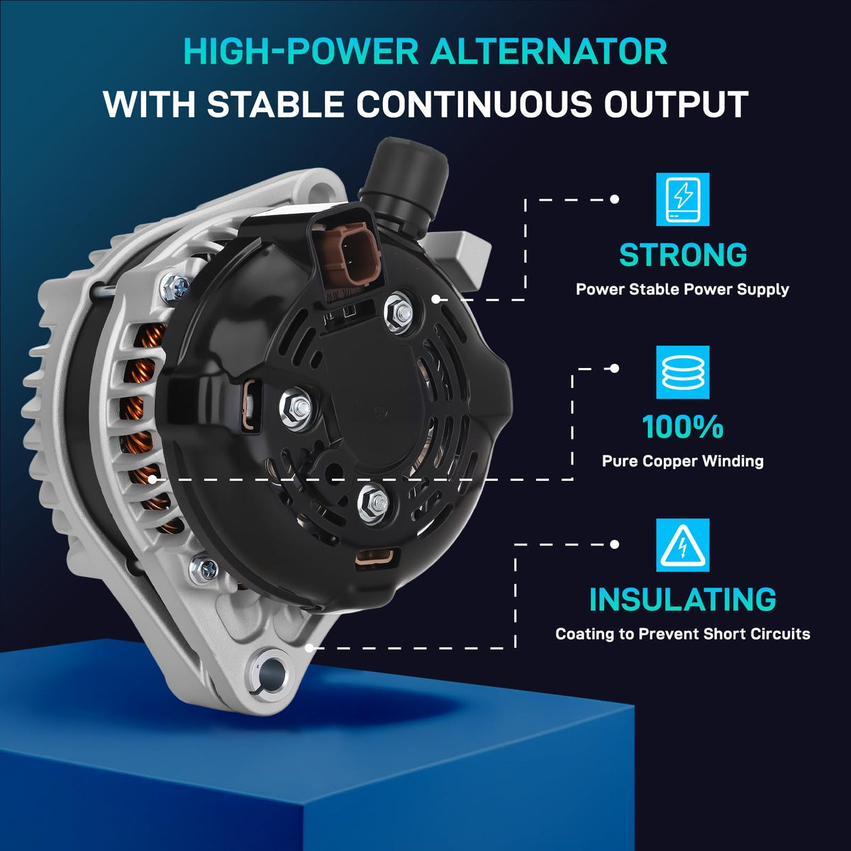 BDELI alternator pulley and bearing detail indicating smooth operation and durability