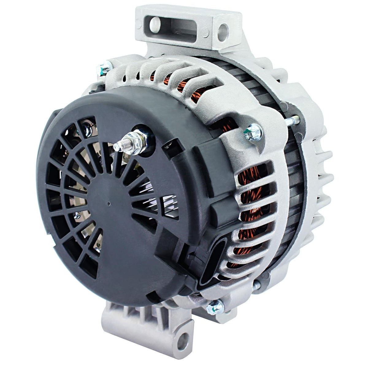 BDELI alternator size comparison next to ruler showing compact dimensions for compatibility