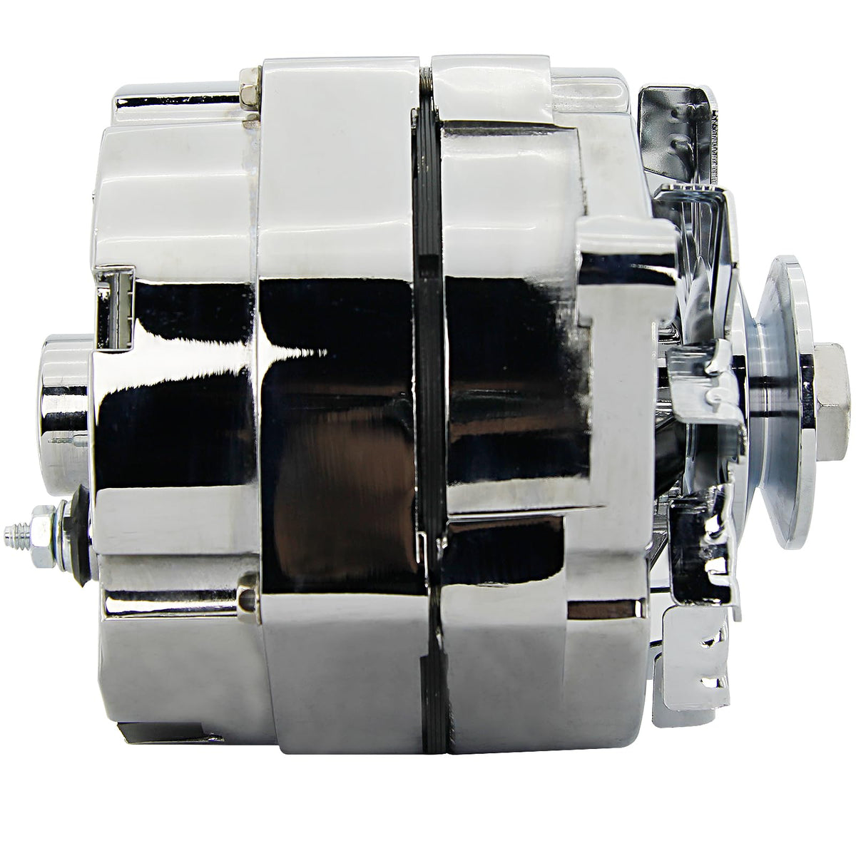 BDELI alternator mounting flange detail showing bolt pattern for direct-fit GM-style replacement convenience