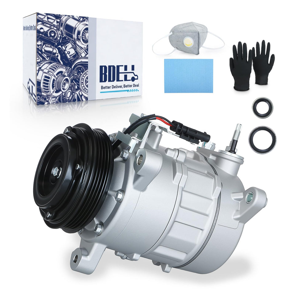 BDELI compressor front view showing mounting pattern and direct-fit benefit