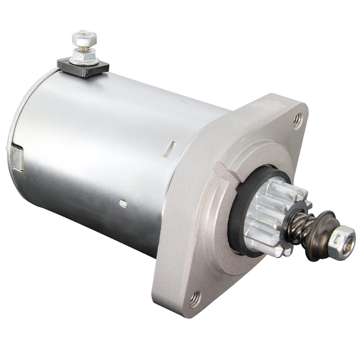BDELI starter front view showing mounting flange and terminals for easy replacement