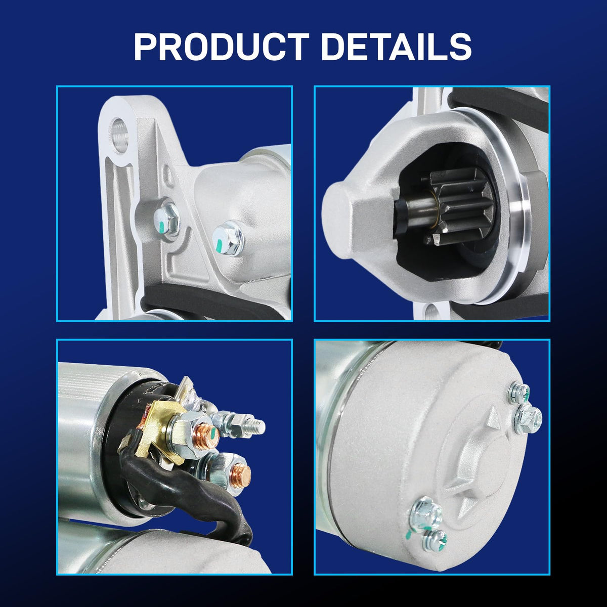BDELI starter installed in an engine bay demonstrating correct vehicle fitment