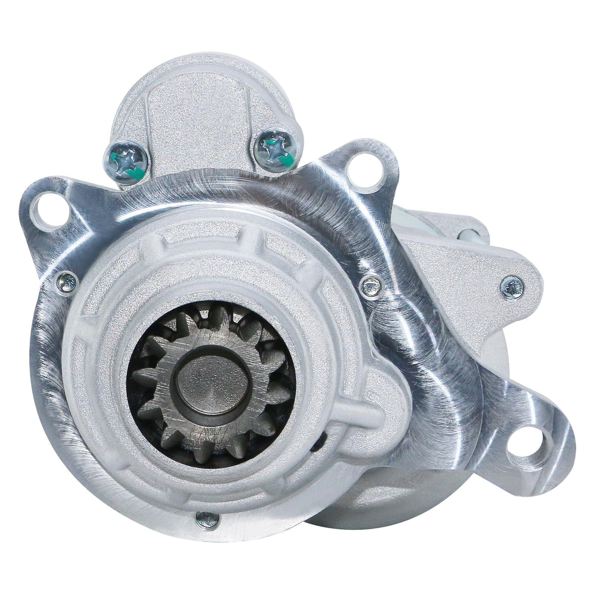 BDELI starter installed on a Ford Super Duty engine, demonstrates direct-fit installation