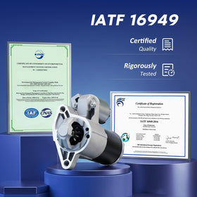 BDELI starter packaging and certification card showing ISO and IATF quality assurance
