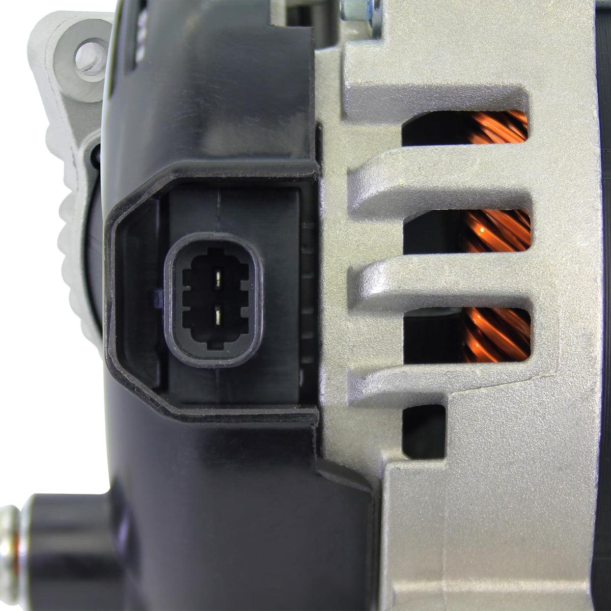 BDELI alternator terminal and pulley detail demonstrating durable construction and smooth rotation
