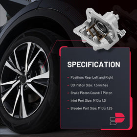 BDFHYK caliper piston closeup showcasing 1.5-inch piston for consistent braking