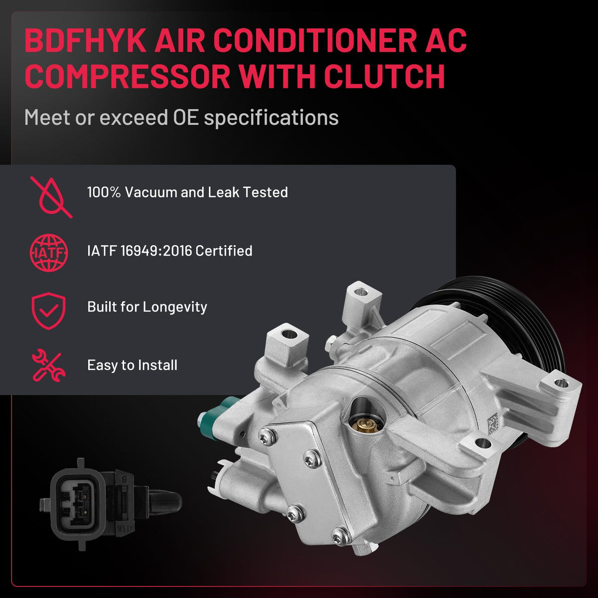BDFHYK compressor installed in engine bay demonstrating direct-fit installation and restored cooling benefit