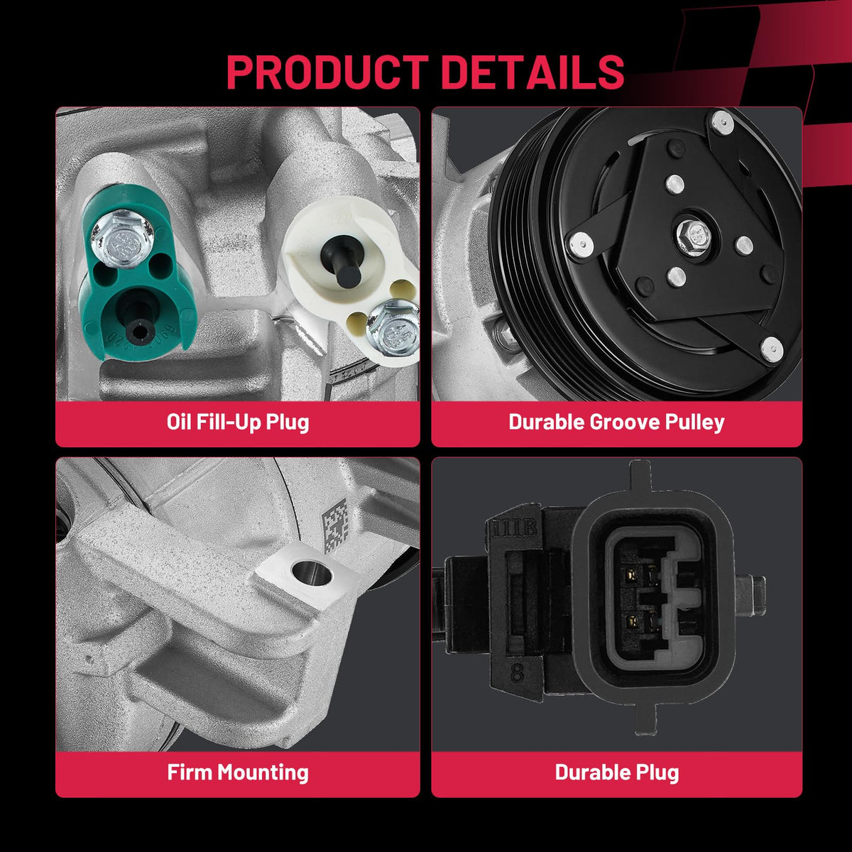 BDFHYK oil port and O-ring view showing included seals and leak-resistant benefit