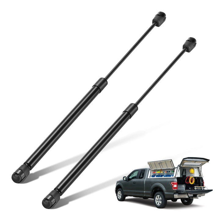 BDFHYK front view of packaged gas struts showing included pair and protection, clear fit guidance