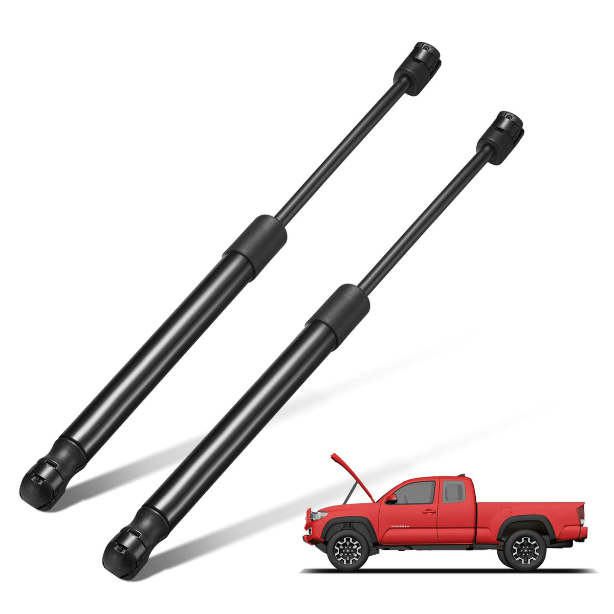 BDFHYK front view of hood strut pair showing fit and packaging benefit