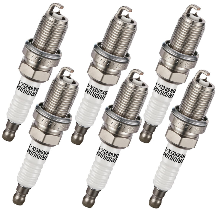 BDFHYK front packaging showing set of six spark plugs and compatibility benefits