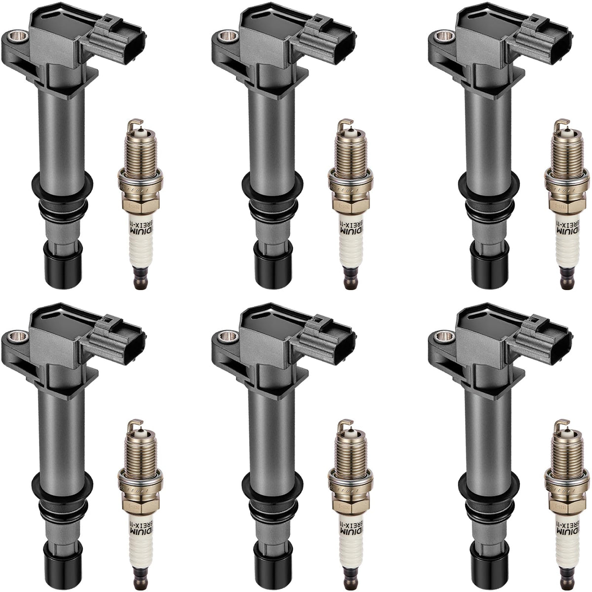 BDFHYK front packaging showing full six-coil and six-plug kit, clear fitment list