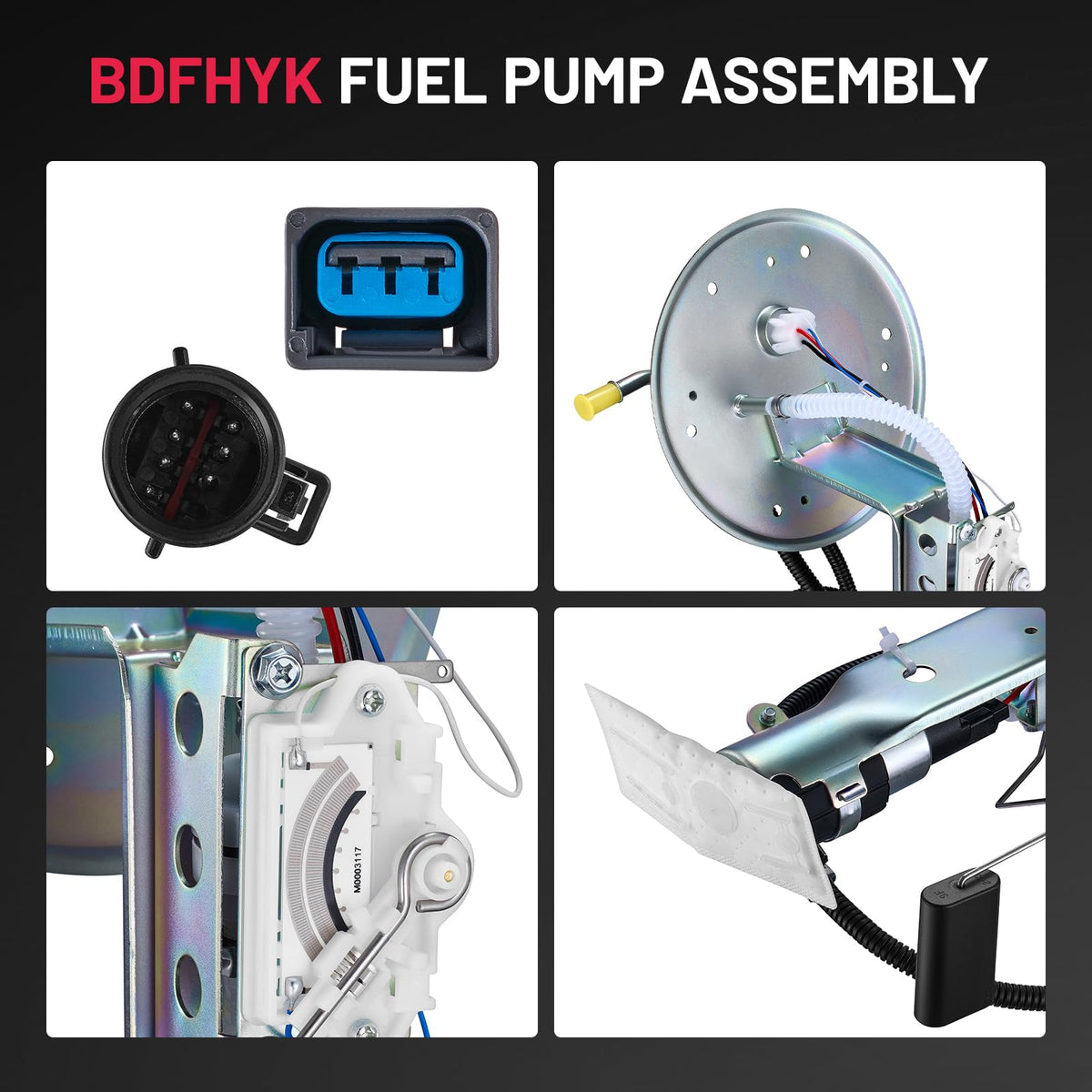BDFHYK close-up of built-in filter element, protects pump and fuel lines