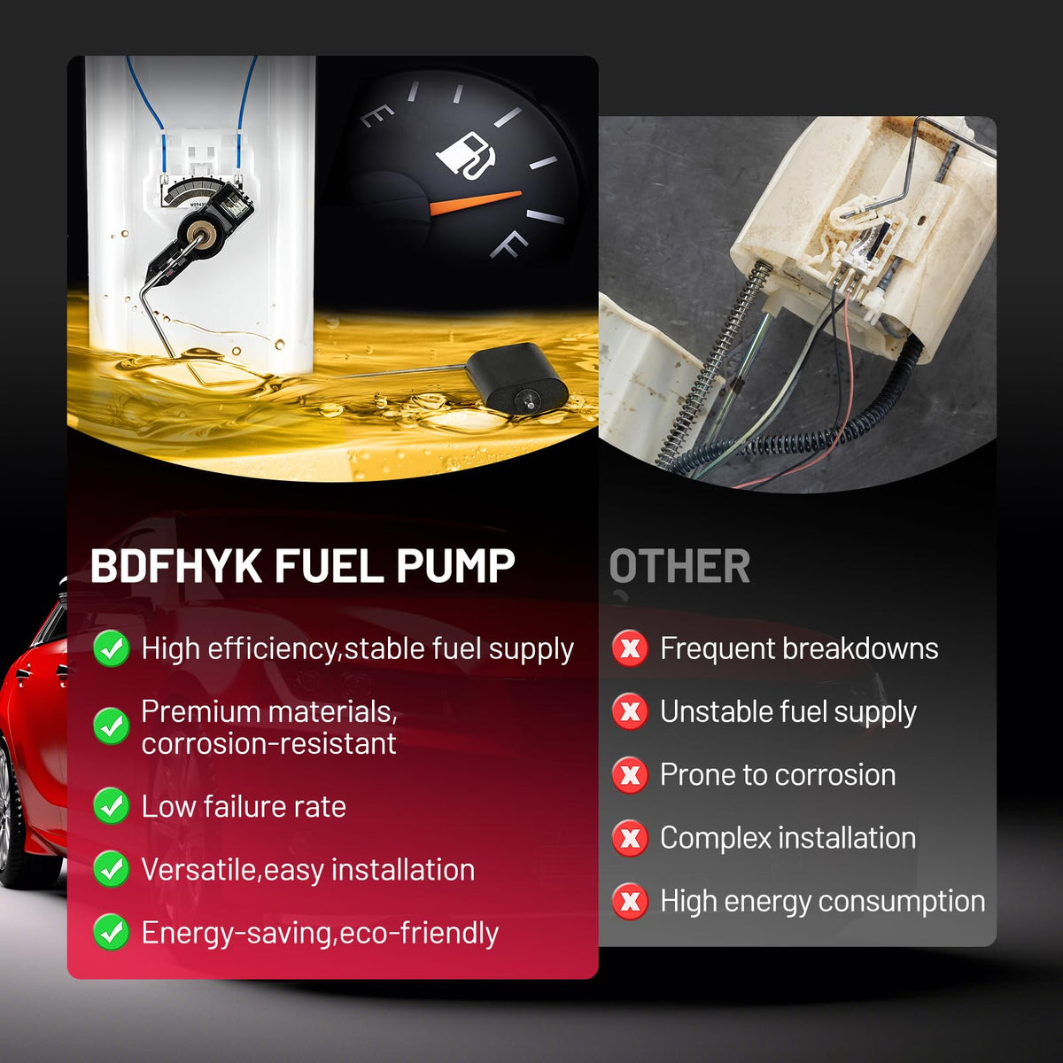 BDFHYK pump module beside ruler showing compact dimensions for easy install