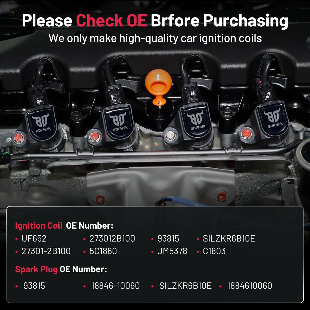 BDFHYK coil being installed in engine bay demonstrating straightforward vehicle fitment