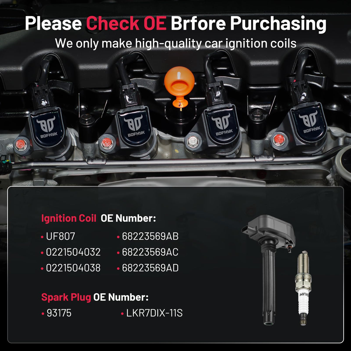BDFHYK coil installed on engine bank showing OEM-style fit for quick swap