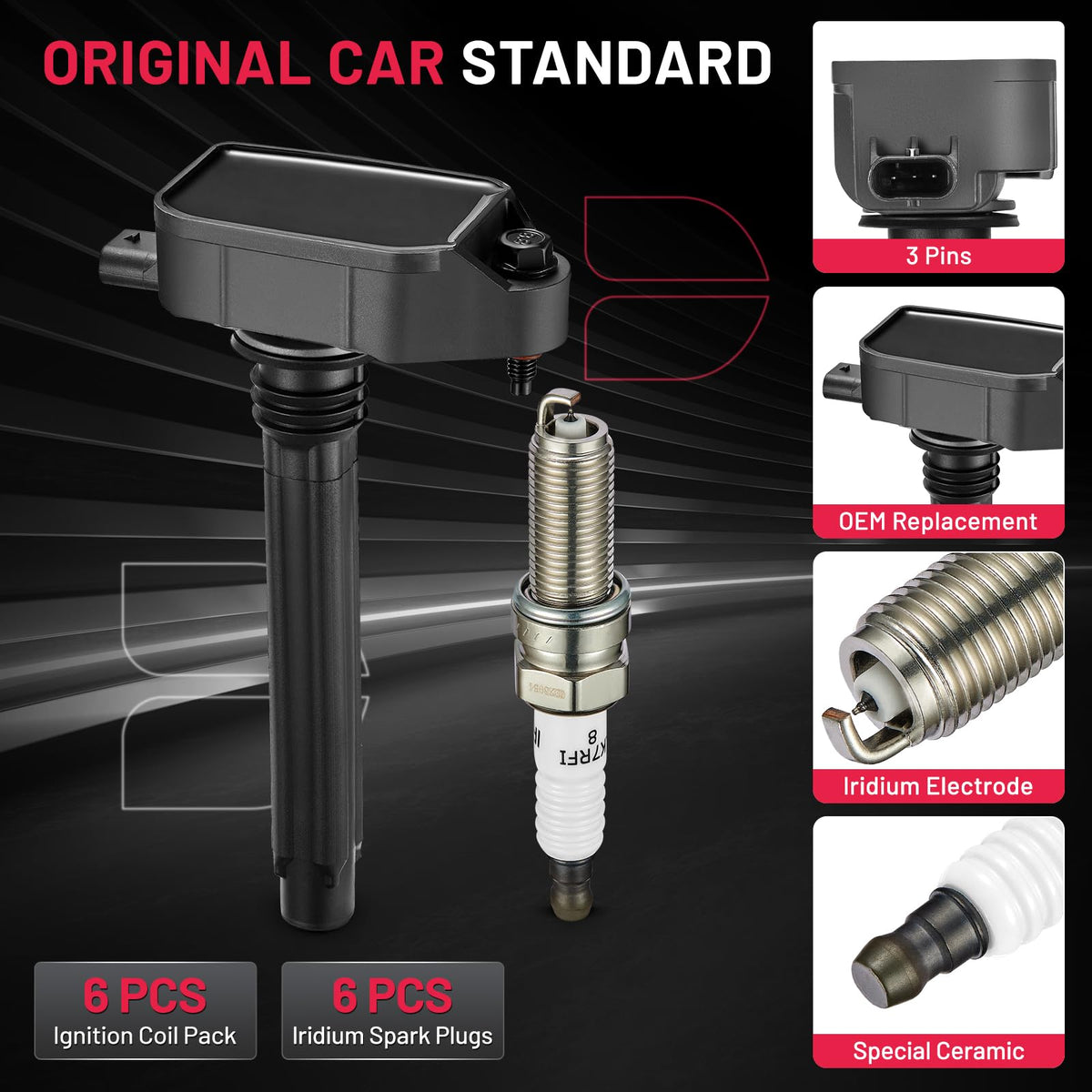 BDFHYK spark plug ceramic and threads view for secure sealing and heat resistance