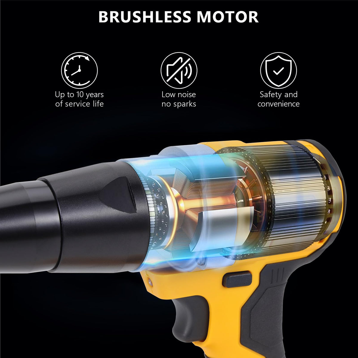 BDJHMP rivet gun attached to DEWALT battery showing cross-brand compatibility benefit