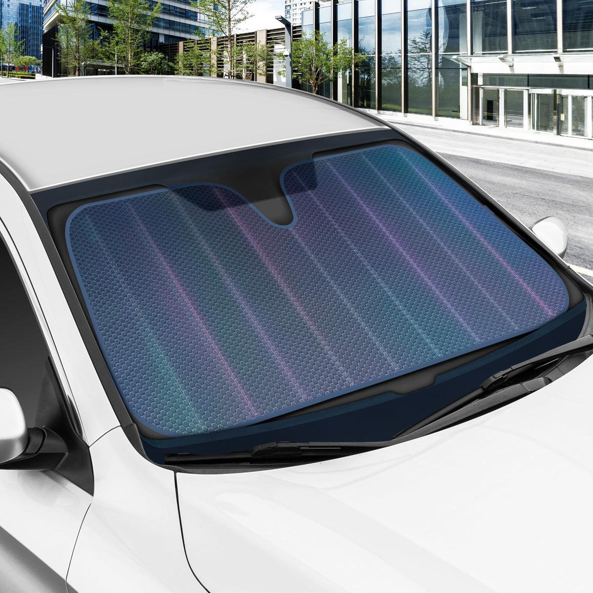 BDK folded accordion sunshade compact for storage and easy transport