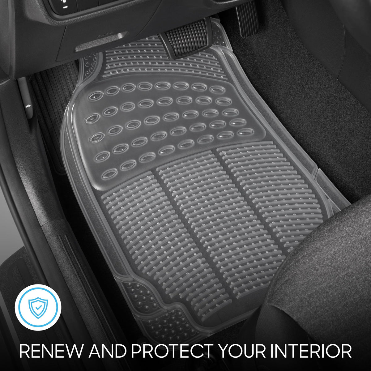 BDK rear mat top view illustrating coverage and anti-slip surface