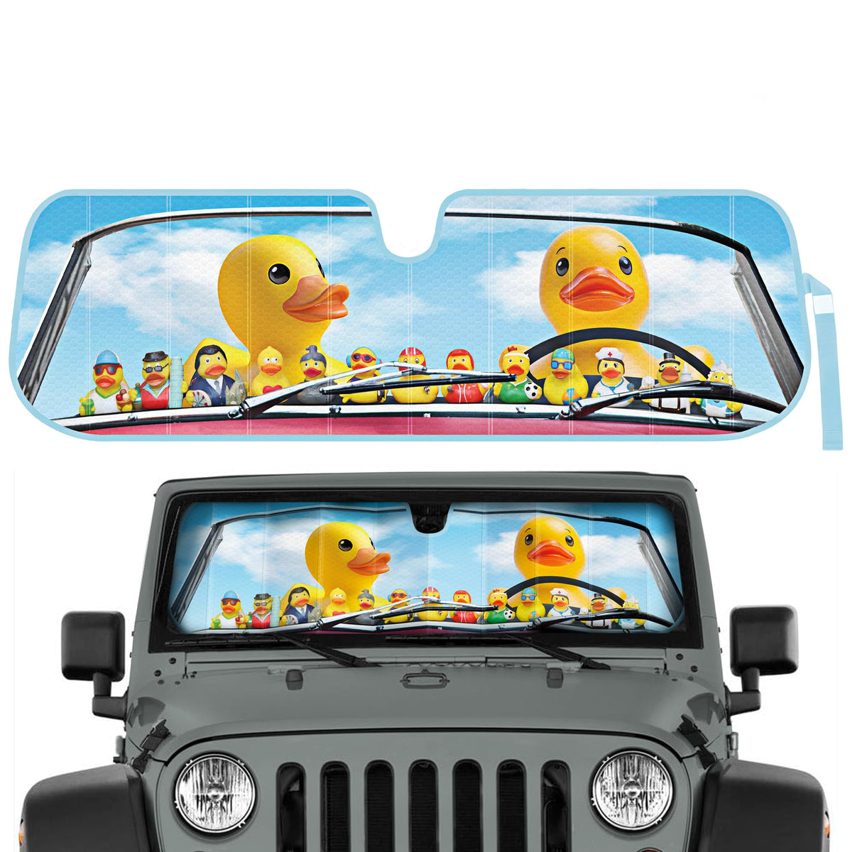 BDK Duck Duck Jeep front view of sun shade showing full coverage and protection