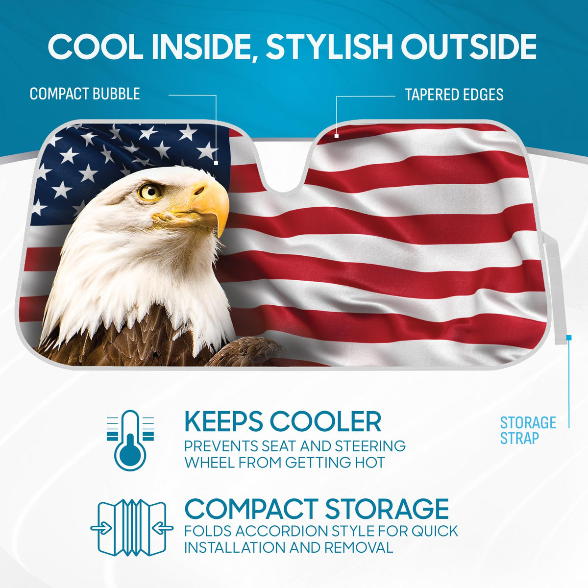 BDK folded accordion shade compact for easy storage and quick transport