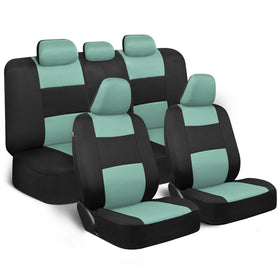 BDK front seat cover mint on black showing tailored fit and protection