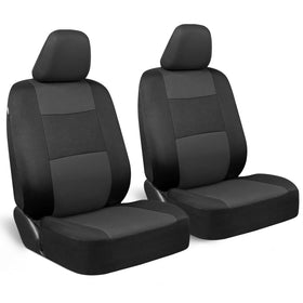 BDK front seat covers front view showing charcoal-black protection and modern styling